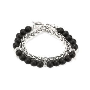 8inch x 8mm Black Matte Stone Bead Franco Bracelet.